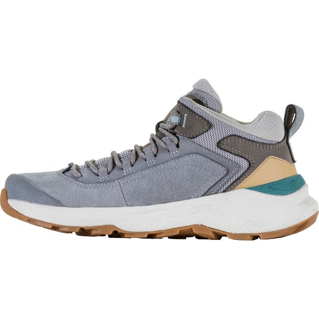Medial side of Women's Oboz Cottonwood Mid Waterproof Hiking Boot in drizzle gray with a white sole