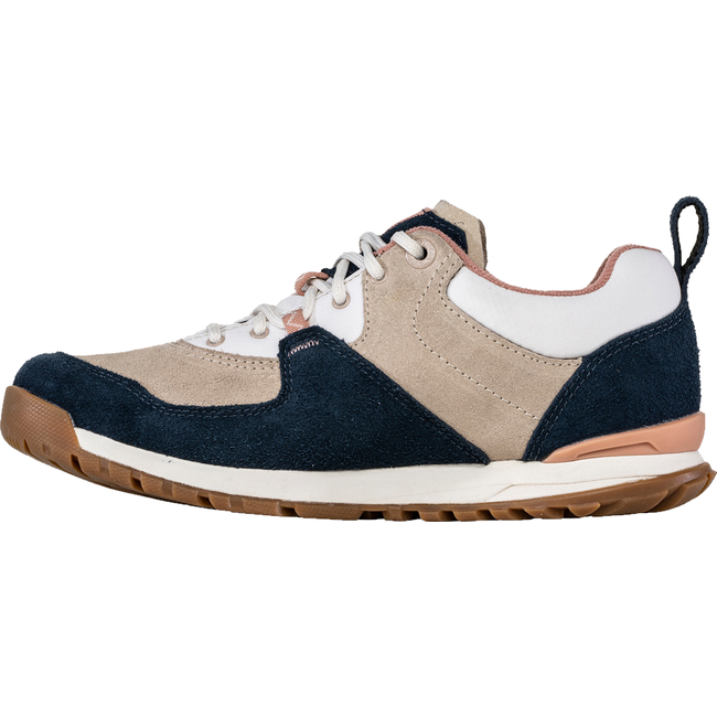 Medial side of Women's Oboz Emma Low Casual Shoe in white, beige, and navy