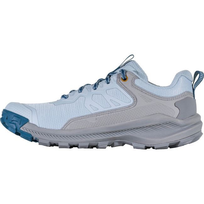 Medial side of Women's Oboz Katabatic Low Hiking Shoe in skylight blue and beige