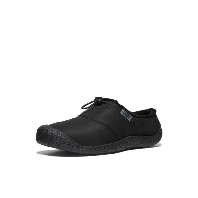Front angled view of black smooth nylon KEEN Women's Howser III Slide