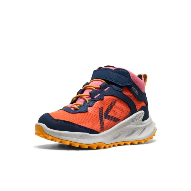 Front of KEEN Little Kids’ Zionic Waterproof Hiking Boot in Multicolor Navy Pink
