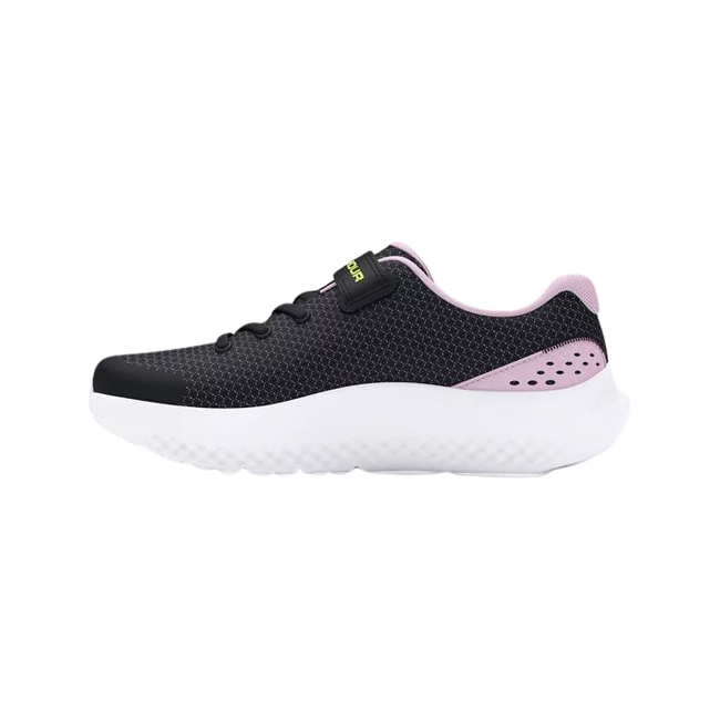 Under Armour Kid's Surge 4 AC Running Shoes BLACK/PURPLE ACE/HIGH VIS YELLOW 3027109-001
