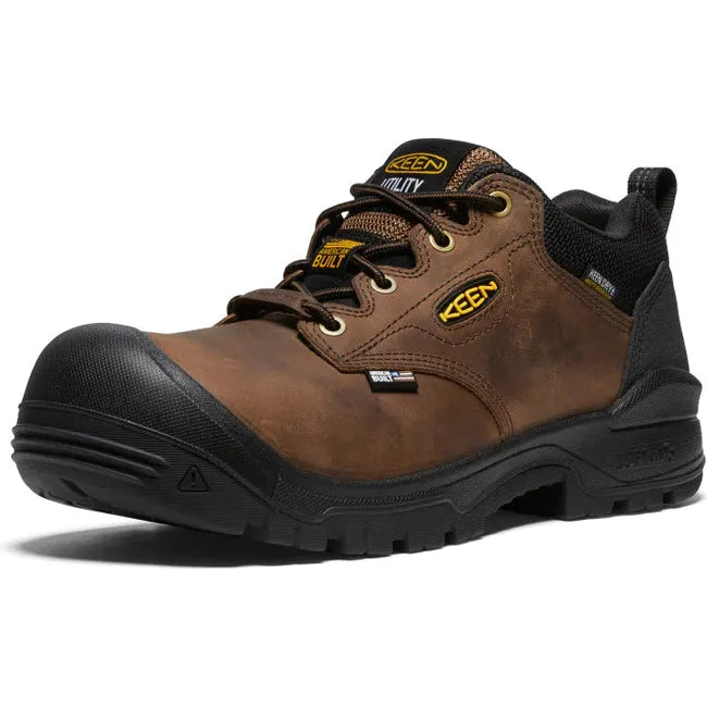 Keen Men's Independence Oxford Waterproof Carbon Fiber Toe Work Shoe Dark Earth Black 1028285