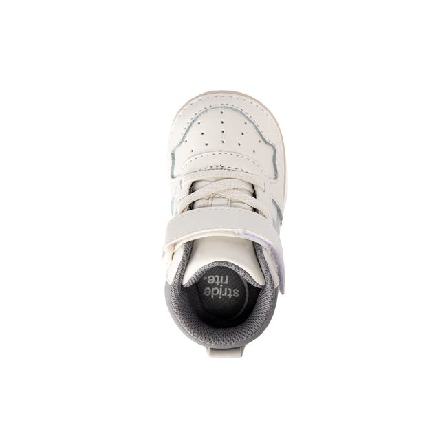 Top down view of the Stride Rite Rockstar in cream white with a grey lining