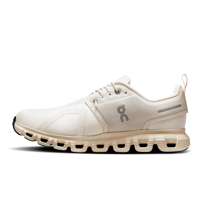 Medial side of On Running Women's Cloud 6 Waterproof Running Shoe in Pearl Cream