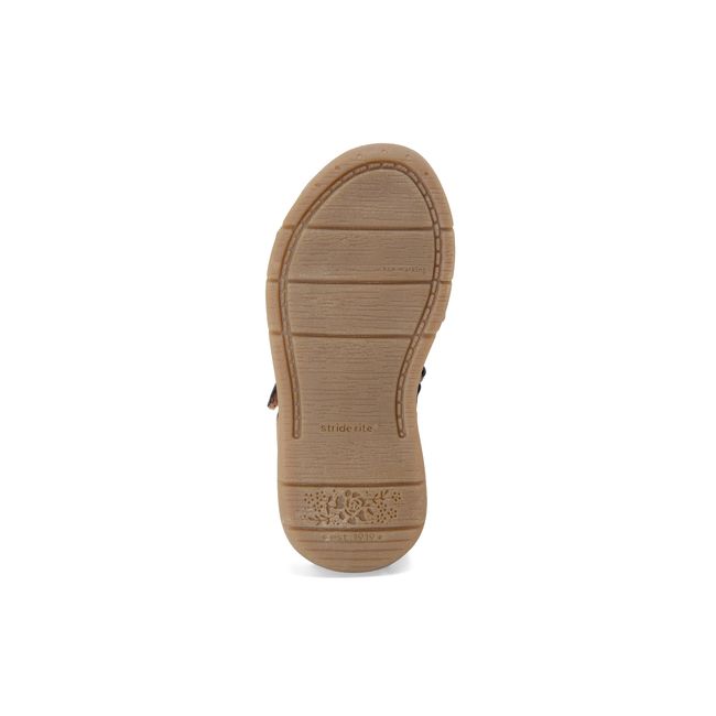 Outsole of the Stride Rite Whitney sandal in warm tan showing the non-marking tread