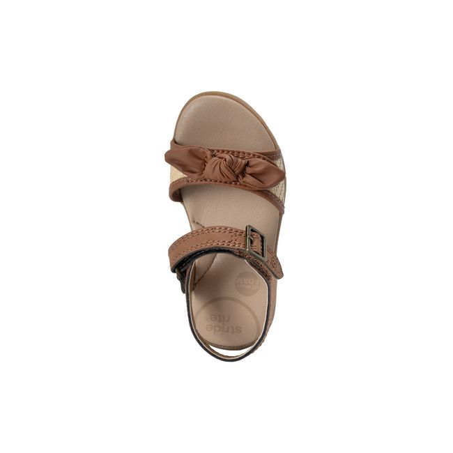 Top down view of the Stride Rite Whitney sandal in warm tan with a cream footbed