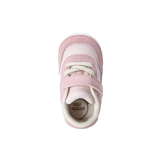 Top down view of the Stride Rite Sprout 2.0 in blush pink with a hook and loop strap