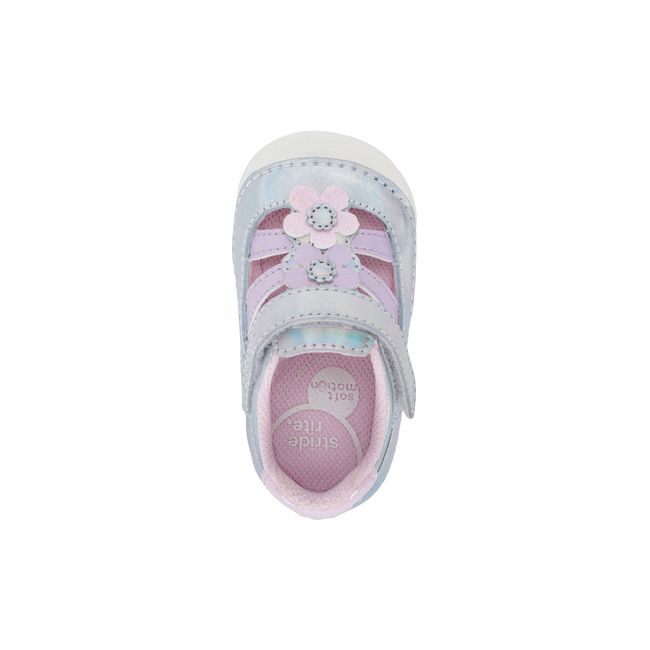 Top down view of the Stride Rite Blossom sandal with a blush pink lining