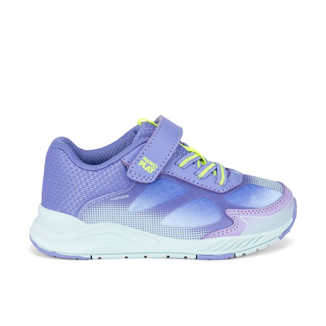 Right side profile of the Stride Rite Hypersonic in soft purple with a pale mint midsole