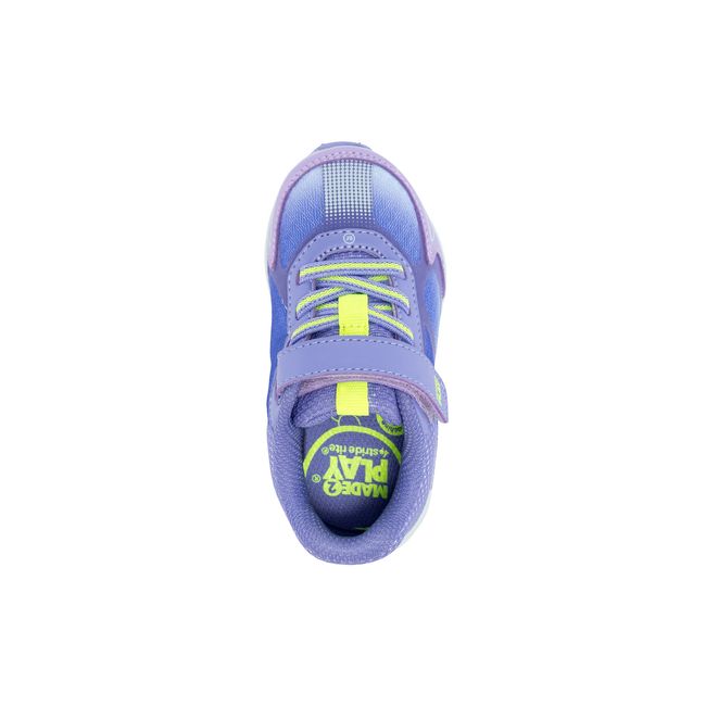 Top down view of the Stride Rite Hypersonic in soft purple with a Made2Play sockliner
