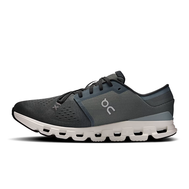 Medial side of On Running Men's Cloud X 4 Cross Training Shoe in Shadow Grey