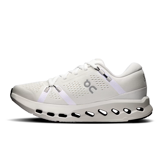 Medial Side of On Running Women's Cloudsurfer 2 Running Shoe in ivory Creme