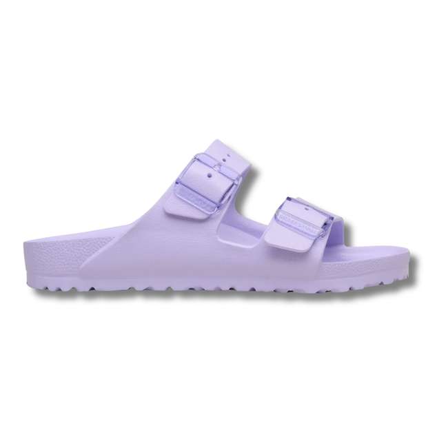 Lateral side of Birkenstock Women's Arizona Stealth Buckle EVA Sandal in Purple Fog