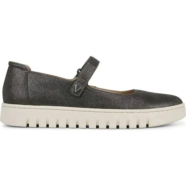 Vionic Women's Uptown Mary Jane Shoe Charcoal Shimmer Leather J2229L3020