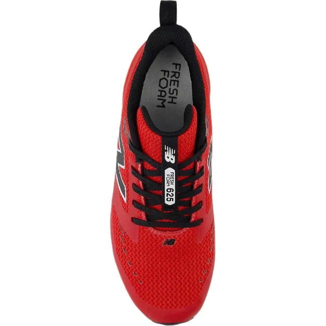 Top down view of Kids New Balance Fresh Foam 625 Running Shoe in red mesh with a white sole
