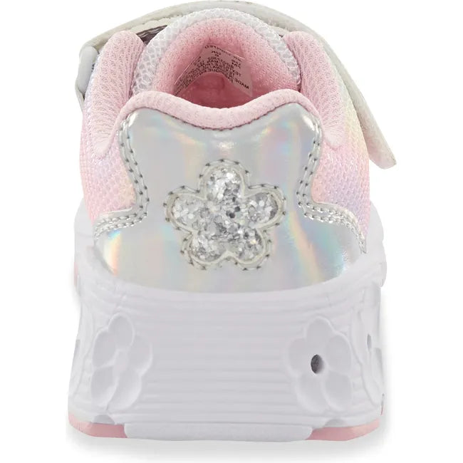Heel of Little Kids Stride Rite Lighted Glimmer 2.0 Sneaker in Rainbow multicolor