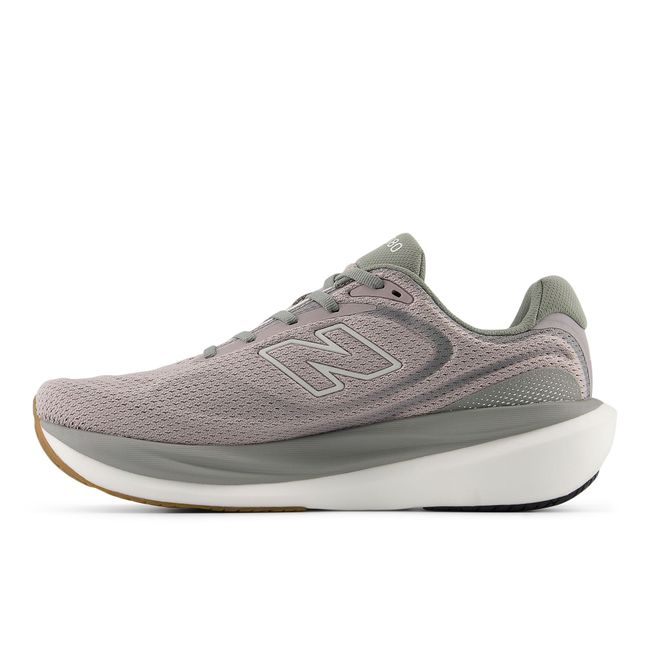 Medial profile of the New Balance 1080v15 in warm taupe grey
