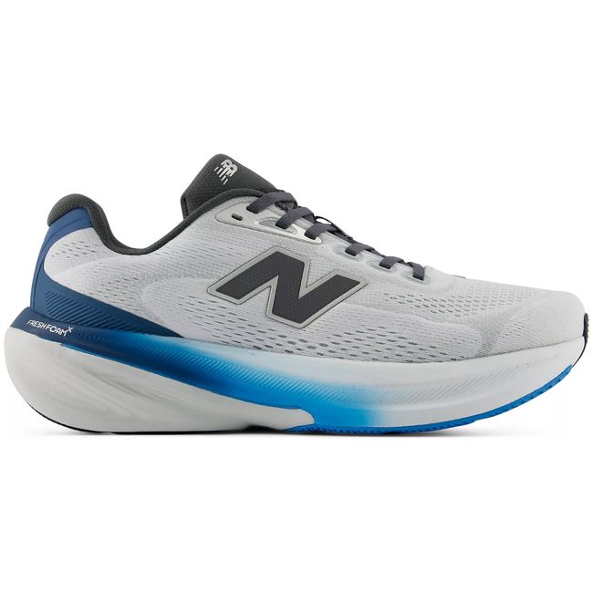 New Balance Fresh Foam X 860 in pale grey with a blue midsole, lateral view