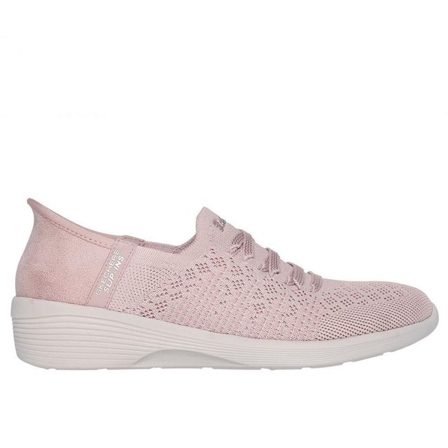 Lateral side of Skechers Women's Arya Swiftly Slip In Sneaker in rose pink