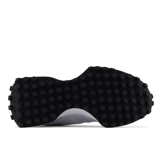 Flared retro outsole of the New Balance 327 showing the waffle tread