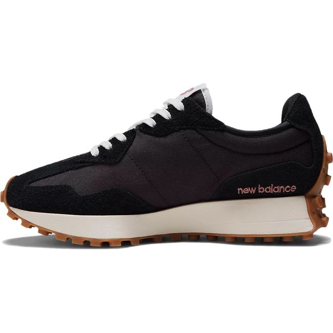 Medial side of Women's New Balance 327 Lifestyle Shoe in Black and White