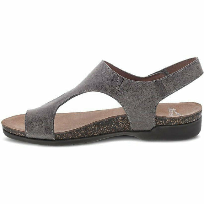 Dansko Women's Reece Toe Loop Leather Sandal in Stone Waxy DANSKO FOOTWEAR Roderer Shoe Center