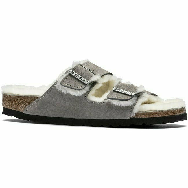 Birkenstock Women's Arizona Shearling Narrow Sandal Stone Coin 1017403