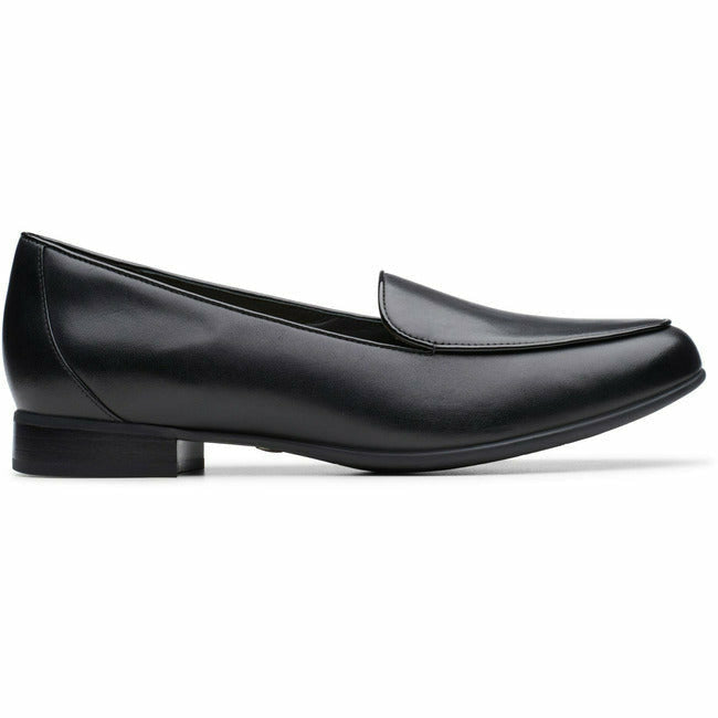 Clark Women's Un Blush Ease Slip On Loafer Black Leather CLARKS FOOTWEAR Roderer Shoe Center