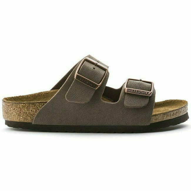 Side view of a Mocha suede Birkenstock Kids&