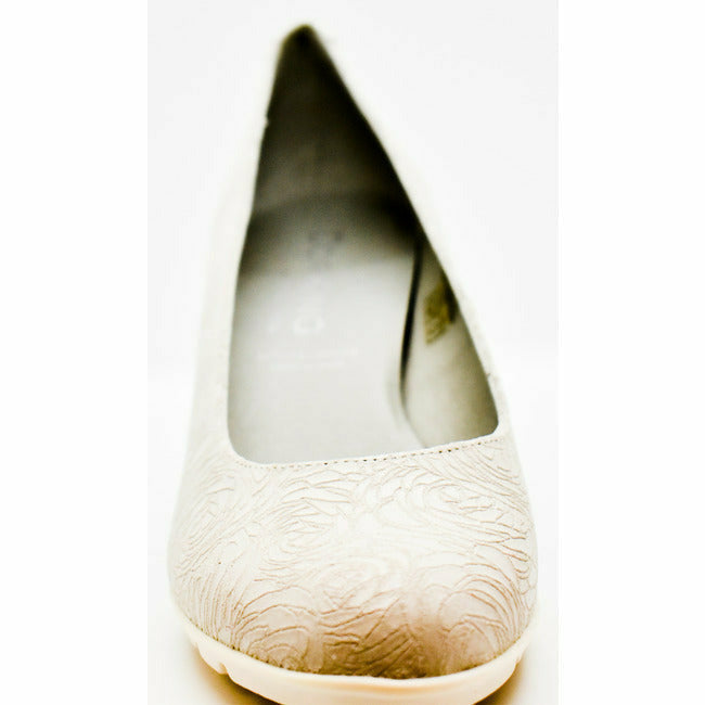 Dorking Women's Rubi Pump High Heel Shoe White Leather Pattern DORKING FOOTWEAR Roderer Shoe Center