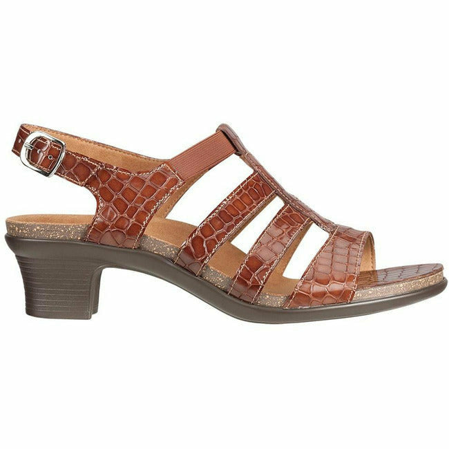 SAS Allegro Women's Leather Strappy Heeled Sandal Cognac SAS FOOTWEAR Roderer Shoe Center