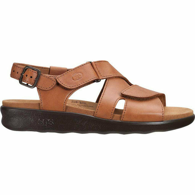 SAS Huggy Women's Adjustable Cross Strap Sandal Caramel Leather SAS FOOTWEAR Roderer Shoe Center