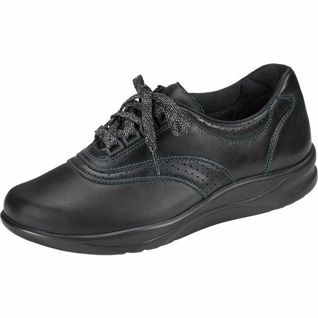 SAS WALK EASY Women's  Comfort Laceup Walking Shoe Black Leather SAS FOOTWEAR Roderer Shoe Center