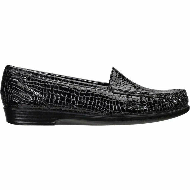 SAS women's Simplify slip on moc toe loafer shoe Black Croc Leather SAS FOOTWEAR Roderer Shoe Center