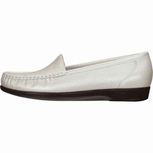 SAS women's Simplify slip on moc toe loafer shoe Pearl Bone Leather SAS FOOTWEAR Roderer Shoe Center