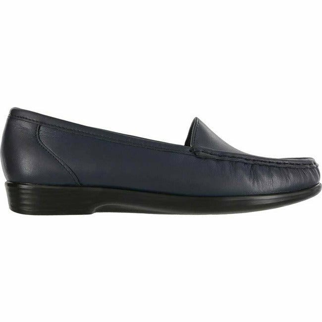 SAS women's Simplify slip on moc toe loafer shoe Navy Leather SAS FOOTWEAR Roderer Shoe Center